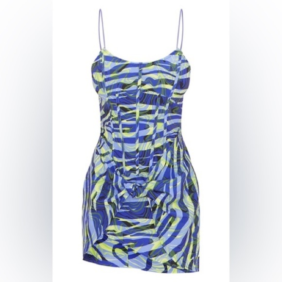 PrettyLittleThing Blue Zebra Print Strappy Corset Bodycon Dress - Picture 5 of 16